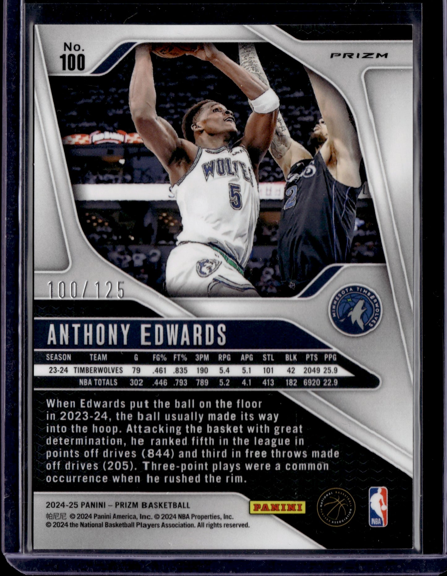 2024-25 Panini Prizm Basketball Anthony Edwards #100 Orange 100/125