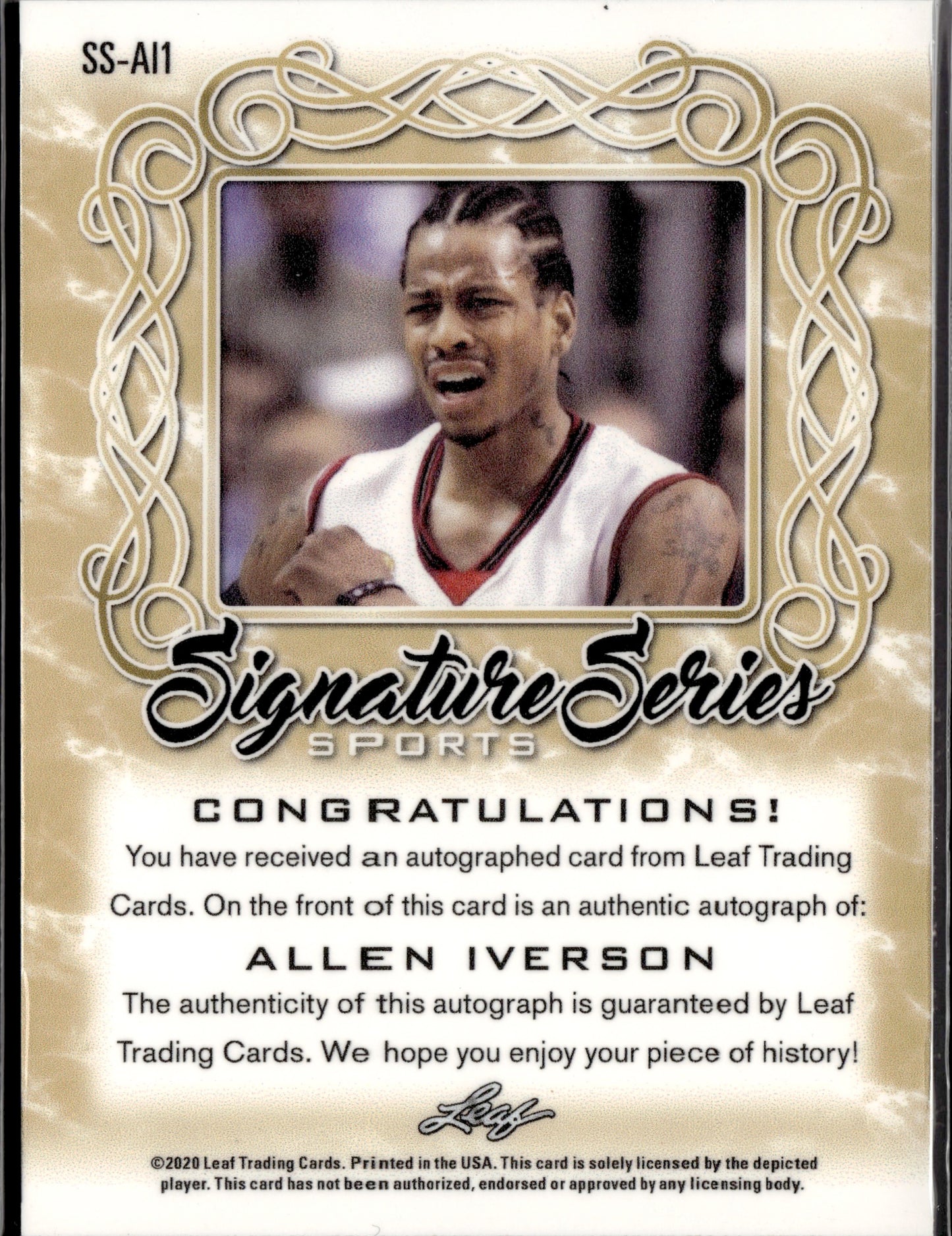 2020 Leaf Signature Series Allen Iverson #SS-AI1 Autograph 1/1