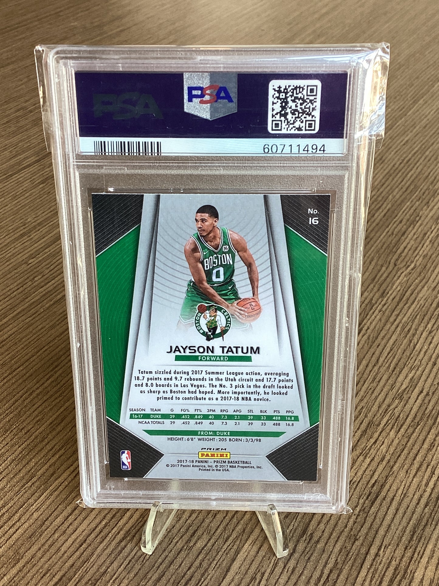 2017 Panini Prizm Jayson Tatum #16 Silver PSA 10