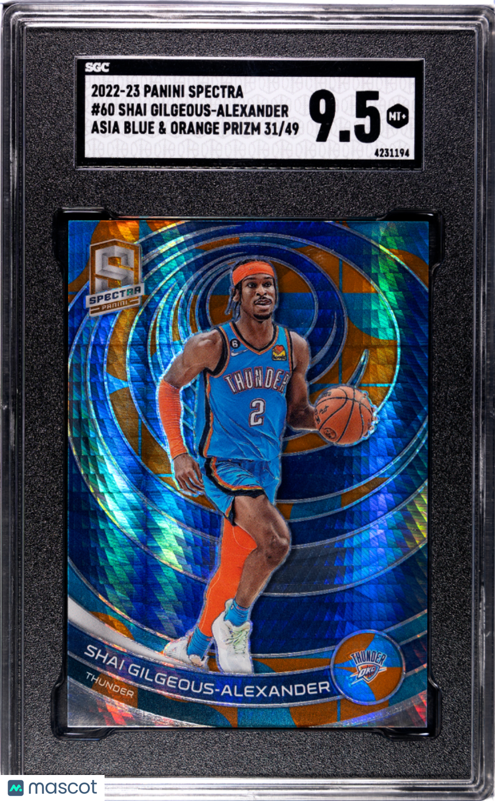2022 Panini Spectra Shai Gilgeous-Alexander #60 Asia Blue & Orange Prizm SGC 9.5