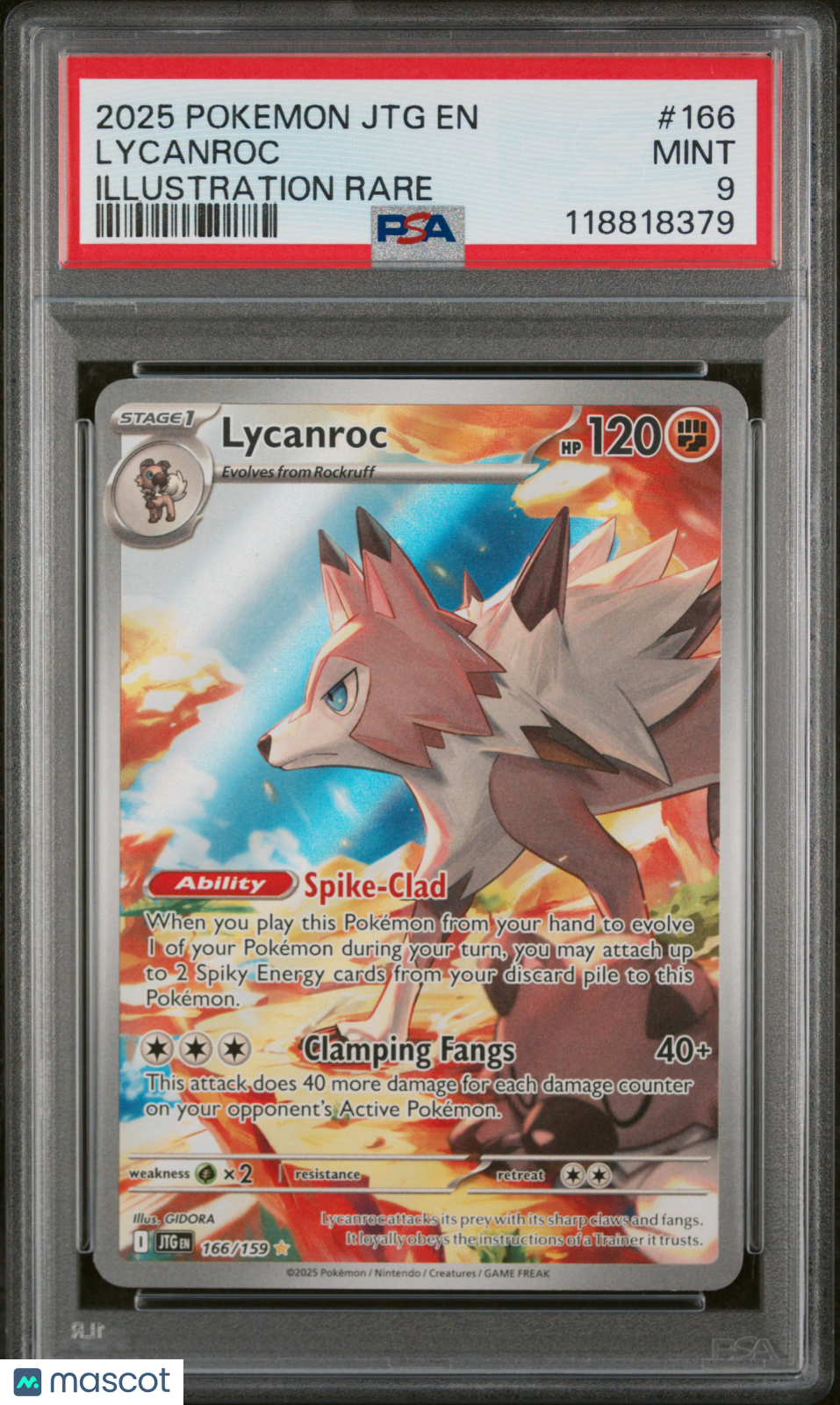 2025 Pokemon JTG EN-Journey Together Lycanroc #166 Illustration Rare PSA 9
