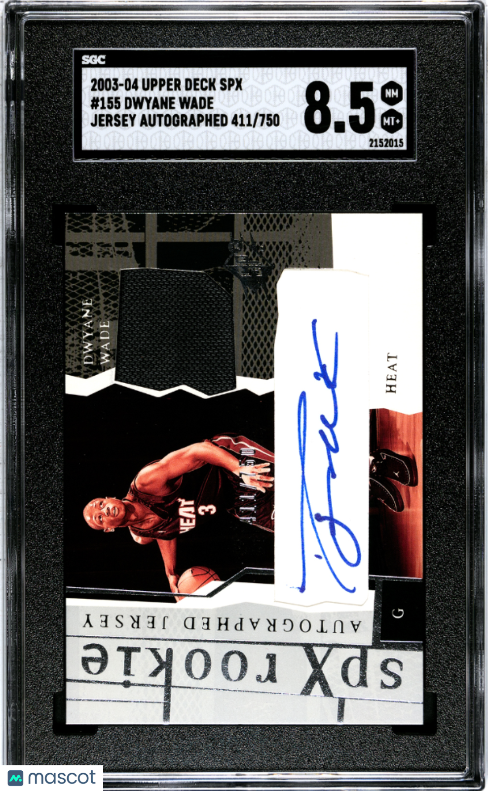 2003 Upper Deck SPX Dwyane Wade #155 Autograph Jersey SGC 8.5