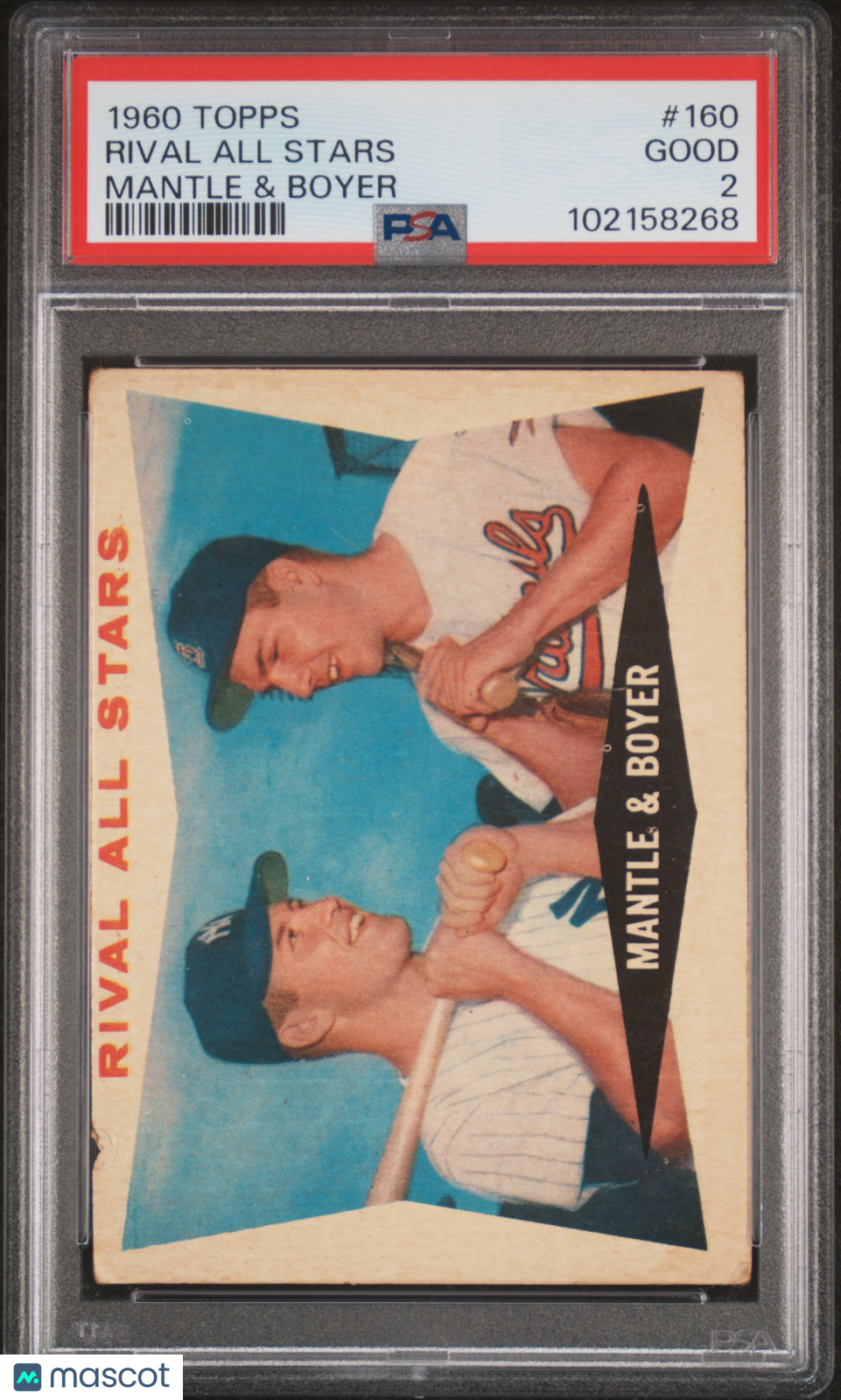 1960 Topps Rival All Stars #160 Mantle & Boyer PSA 2 – Graybo's