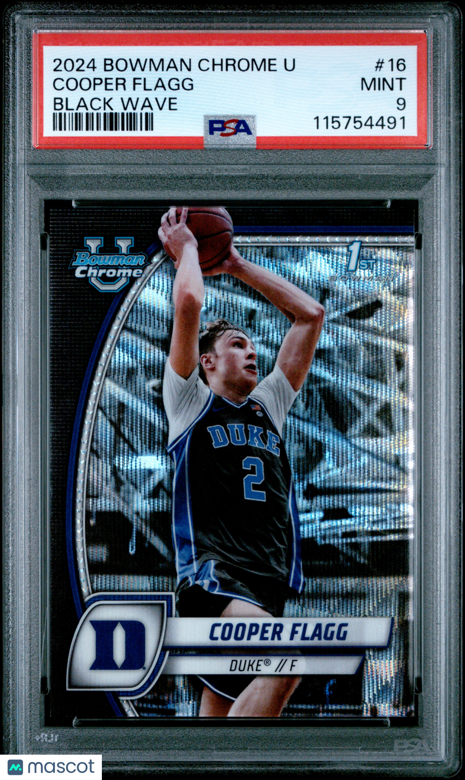2024 Bowman Chrome University Cooper Flagg #16 Black Wave PSA 9