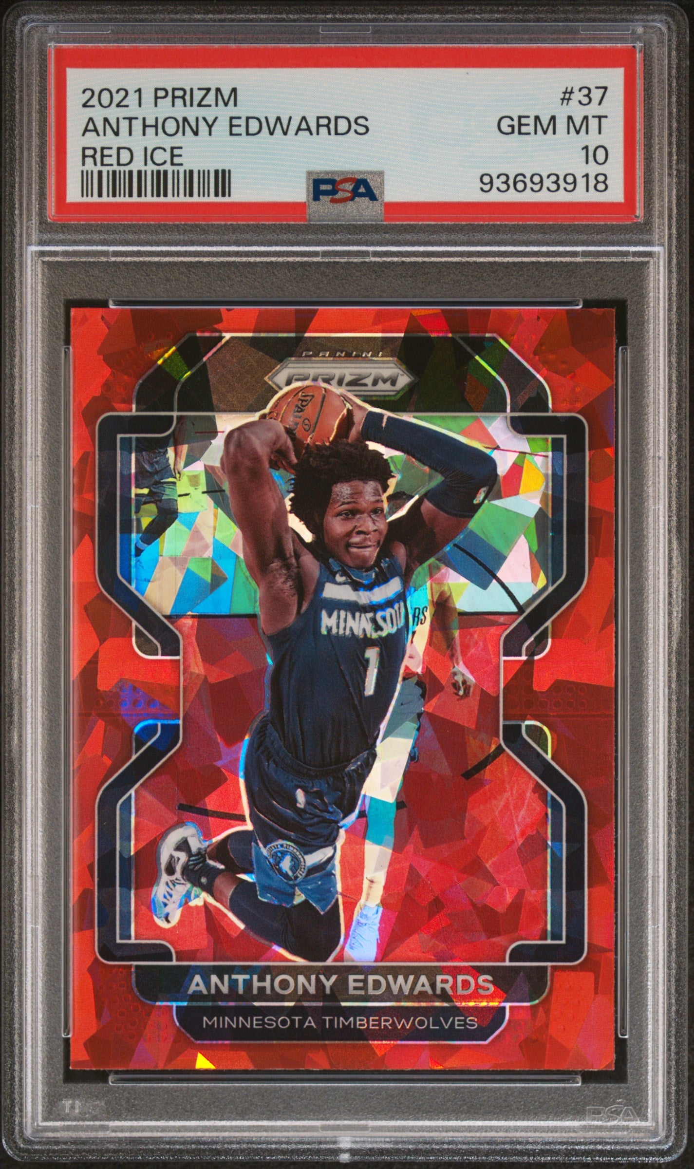 2021 Panini Prizm Anthony Edwards #37 Red Ice PSA 10