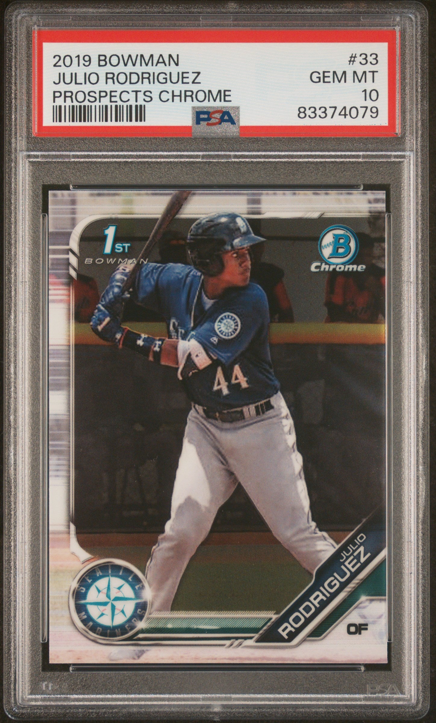 PSA fashion 10, 2019 Bowman. Julio Rodriguez #33 prospects chrome