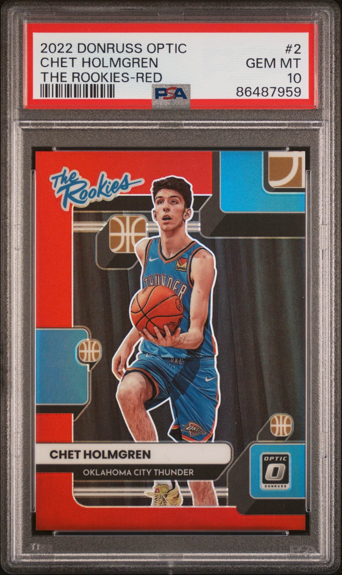 2022 Panini Donruss Optic The Rookies Chet Holmgren #2 Red PSA 10