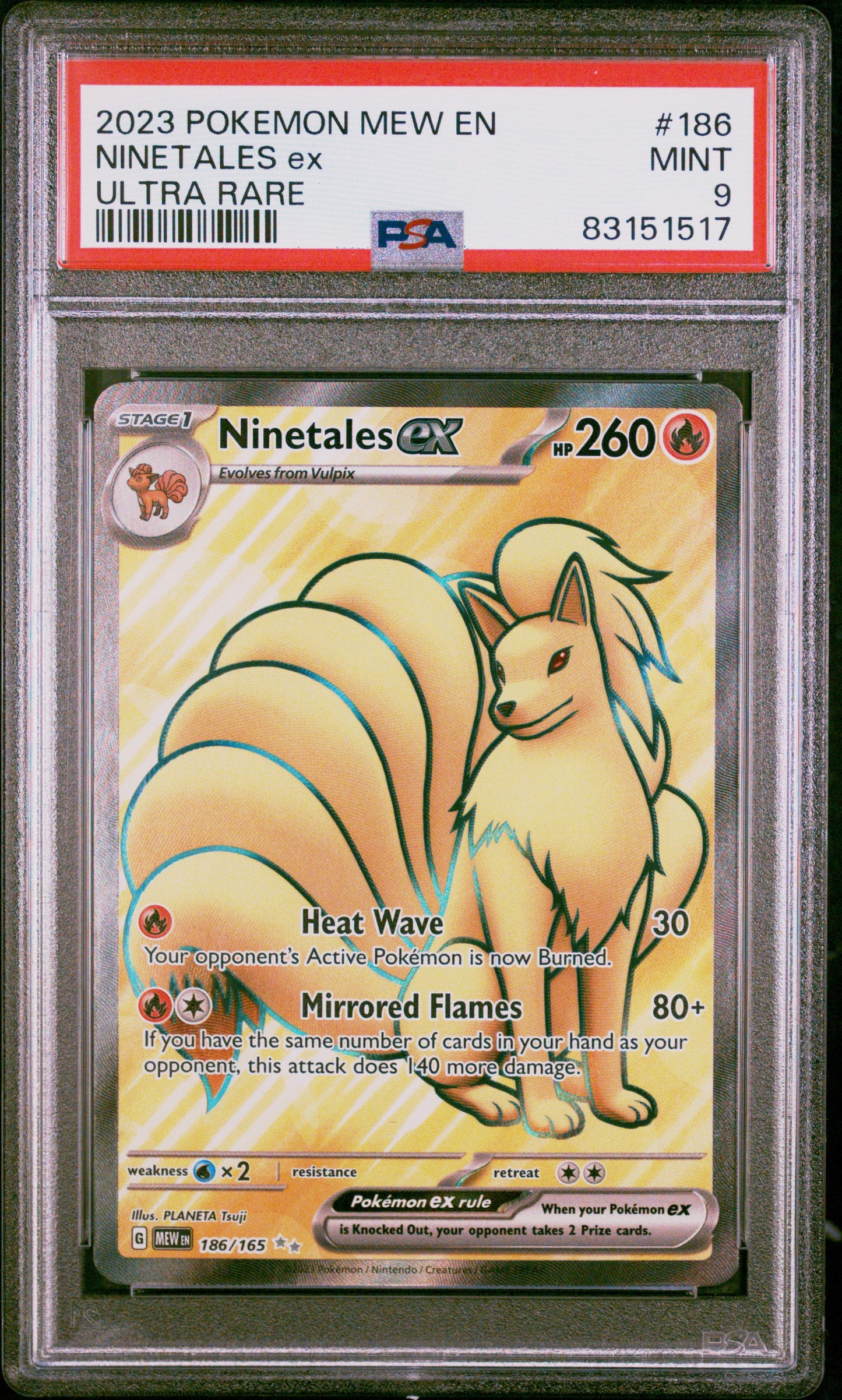 PokéMon TCG Ninetales EX #186 Ultra Rare PSA 9