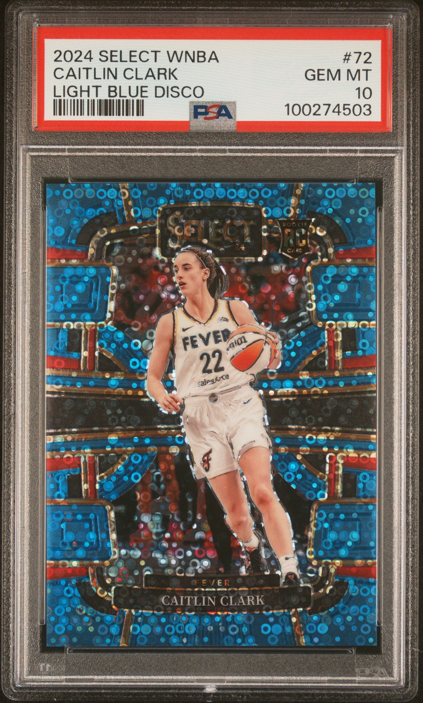 2024 Panini Select WNBA Caitlin Clark #72 Light Blue Disco PSA 10