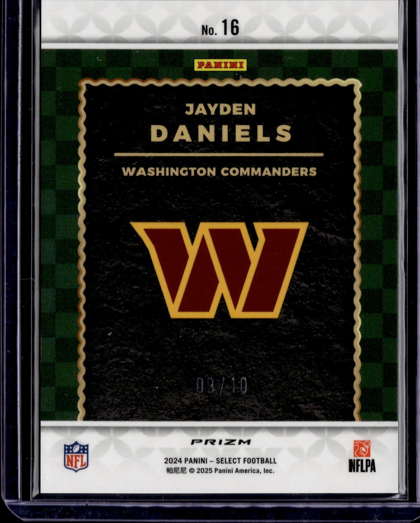 2025 Panini Prizm Jayden Daniels #16 Gold Lazer SSP /10