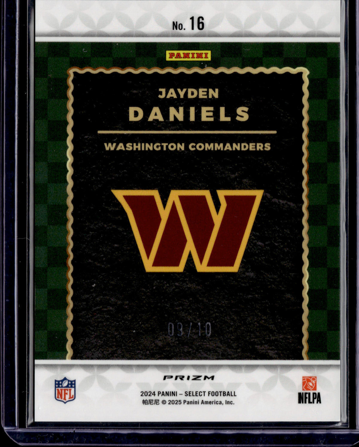 2025 Panini Prizm Jayden Daniels Score #16 Gold Lazer SSP /10