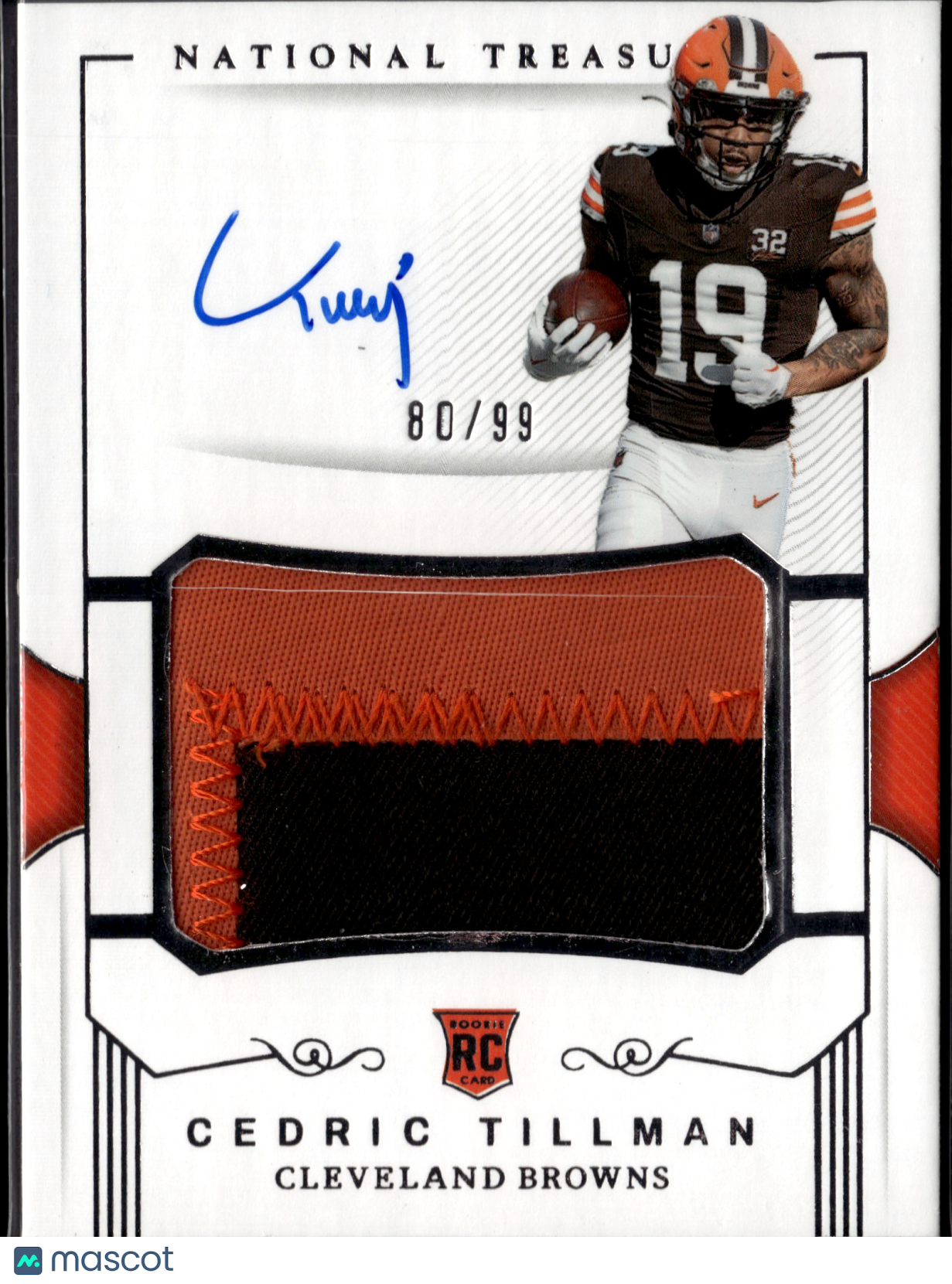 2023 Panini National Treasures Cedric Tillman #CRPA-CTI /99 Patch RC