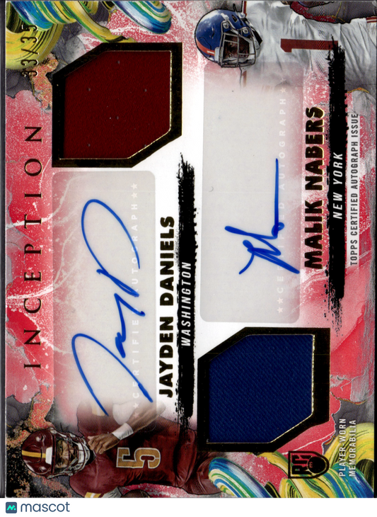 2024 Topps Inception Football Jayden Daniels Malik Nabers Auto Relic Rookie /35