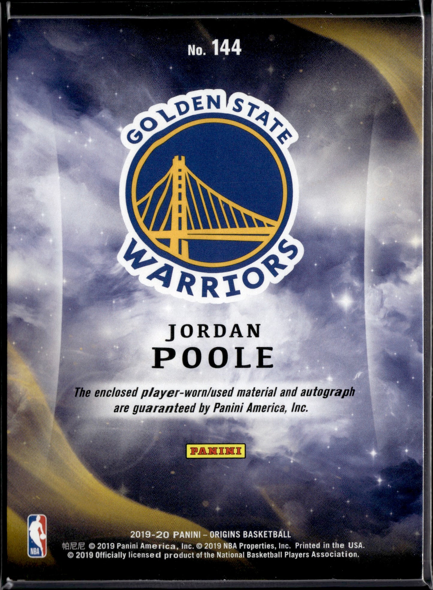 2019-20 Panini Origins Basketball Jordan Poole #144 Autograph /49 Patch RC