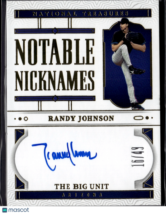 2024 Panini National Treasures Notable Nicknames Randy Johnson #NN-RJN Auto /49
