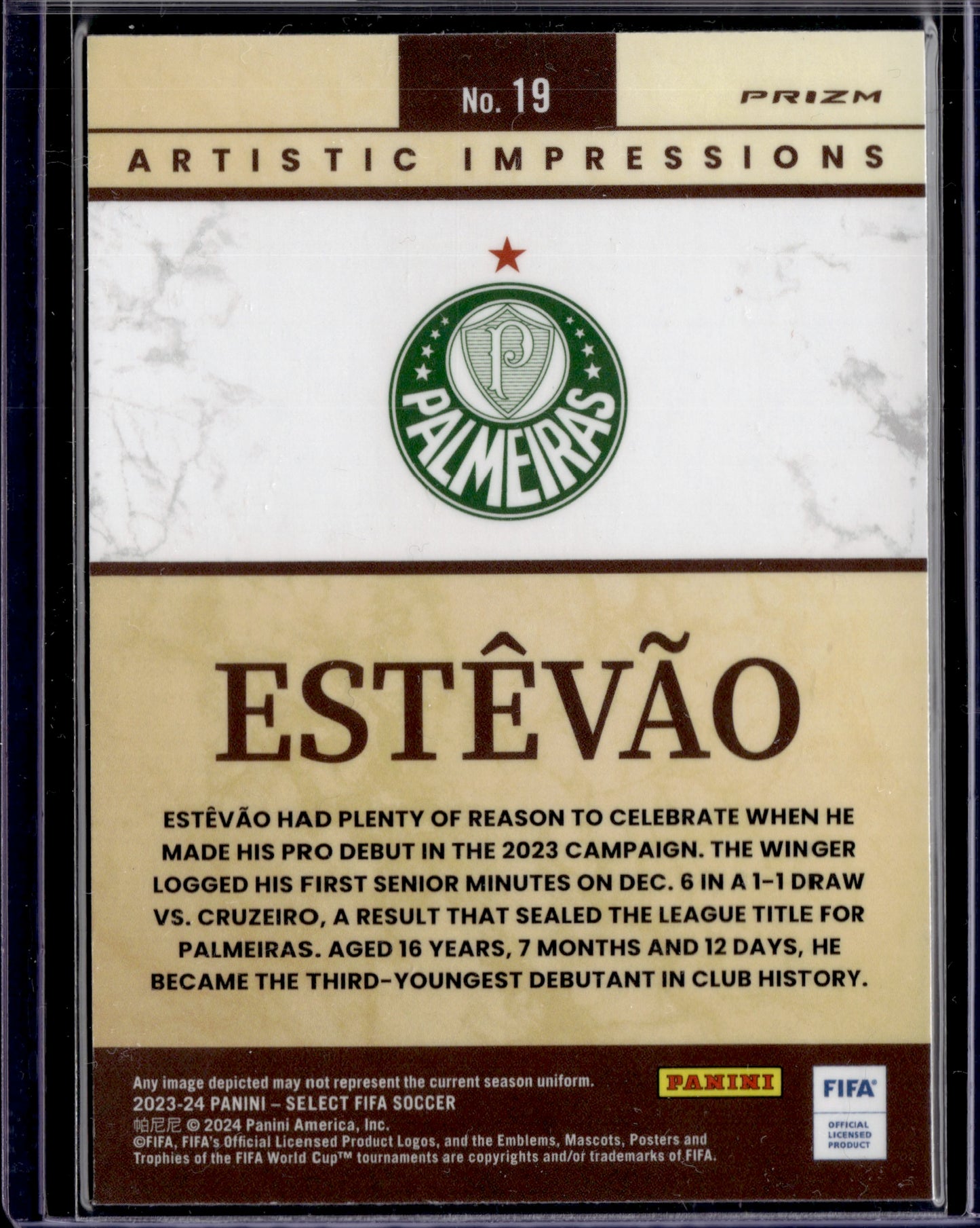 2024 Panini Select Prizm Artistic Impressions Estêvão #19 RC SP