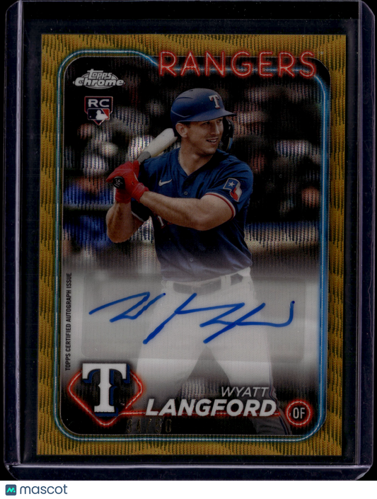 2024 Topps Chrome Wyatt Langford #AC-WL Gold Wave Auto SP /50 RC