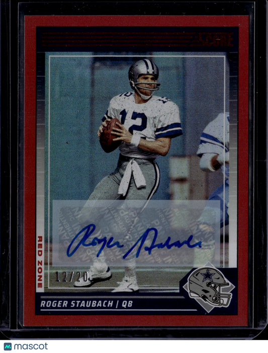 2024 Panini Score Red Zone Roger Staubach #296 Auto /20