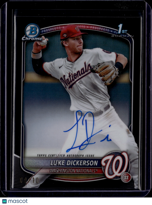 2025 Bowman Chrome Luke Dickerson #CPA-LDI Autograph 1st Bowman /10 SSP Black