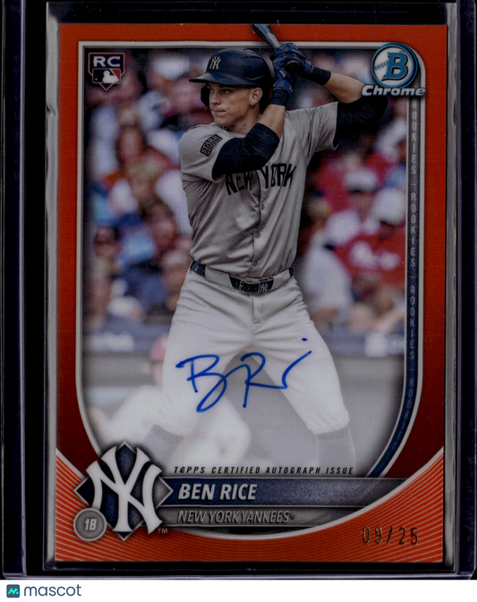 2025 Bowman Chrome Ben Rice #CRA-BR Autograph /25 RC