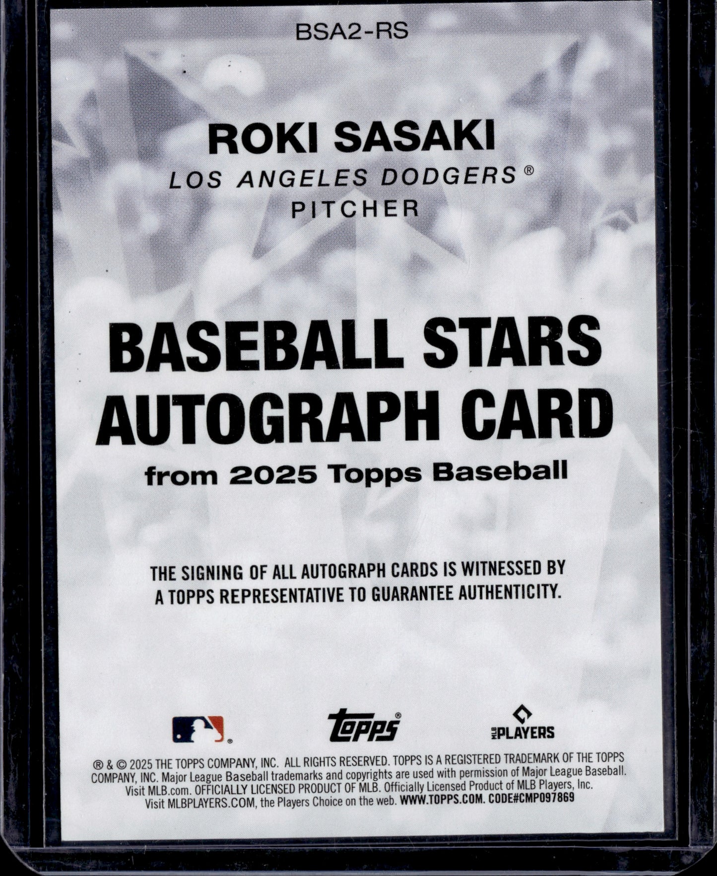2025 Topps Baseball Roki Sasaki #BSA2-RS Autograph RC /150