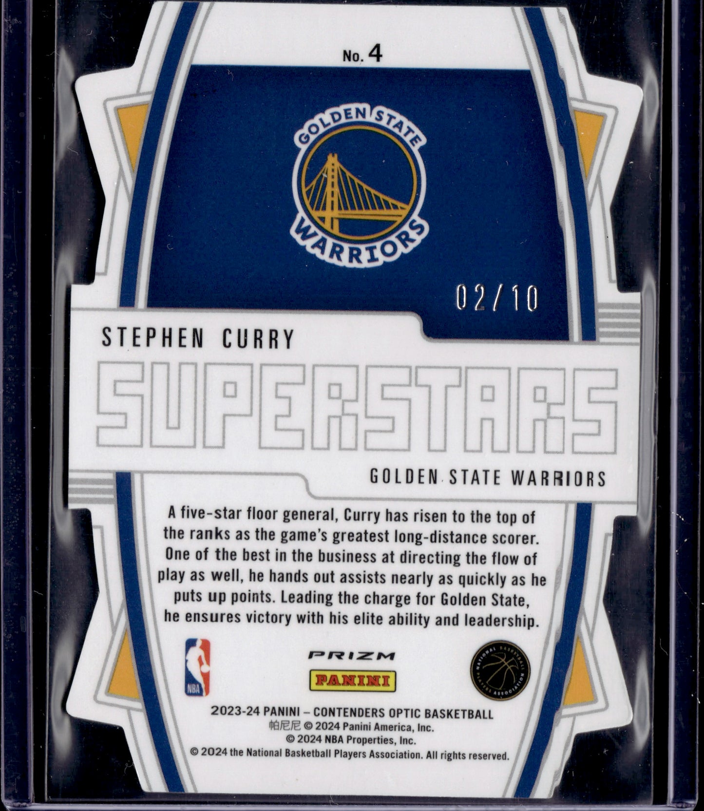 2023-24 Panini Contenders Optic Prizm Superstars Stephen Curry #4 02/10