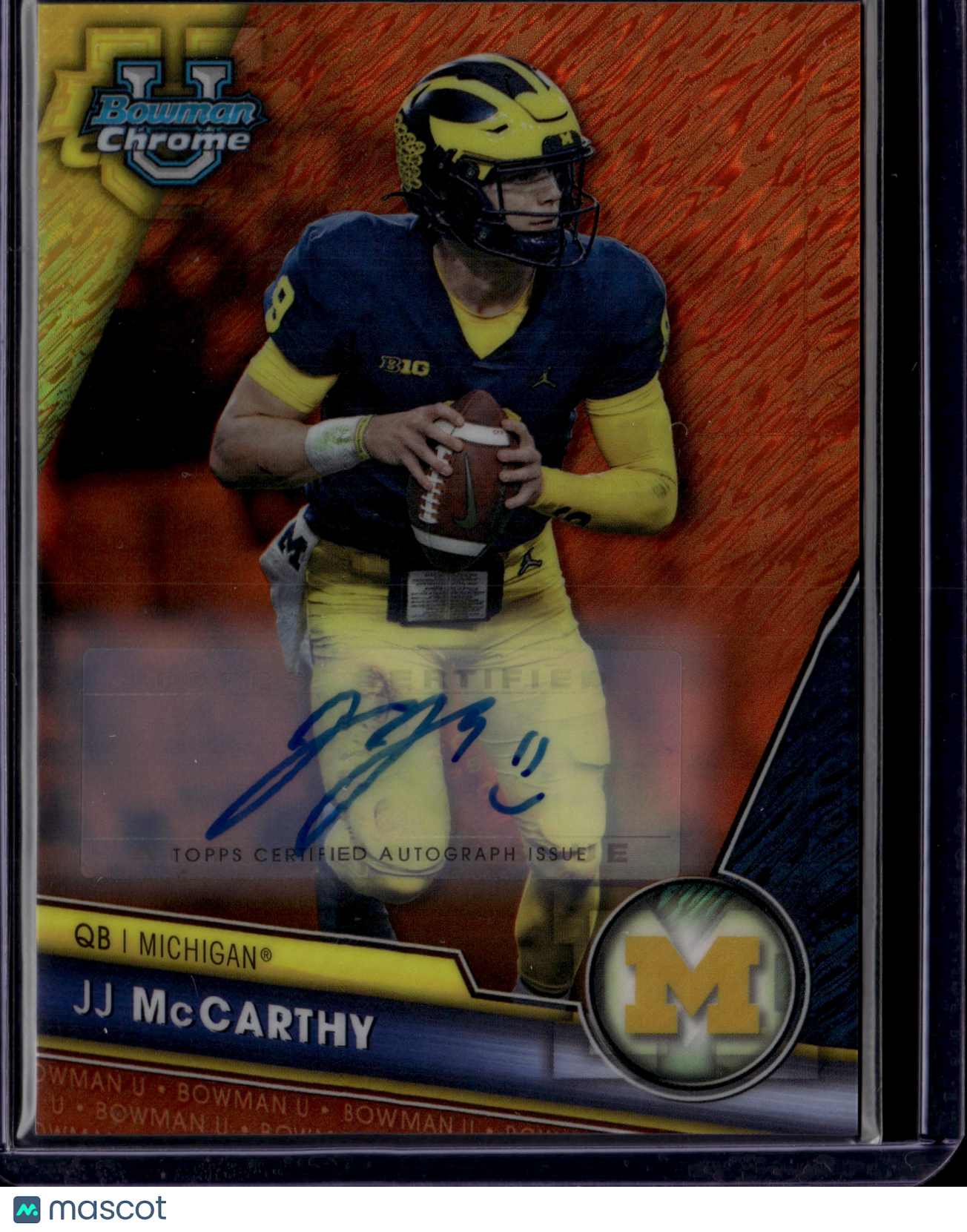 2021 Bowman University Chrome JJ McCarthy Auto #124 Orange /25