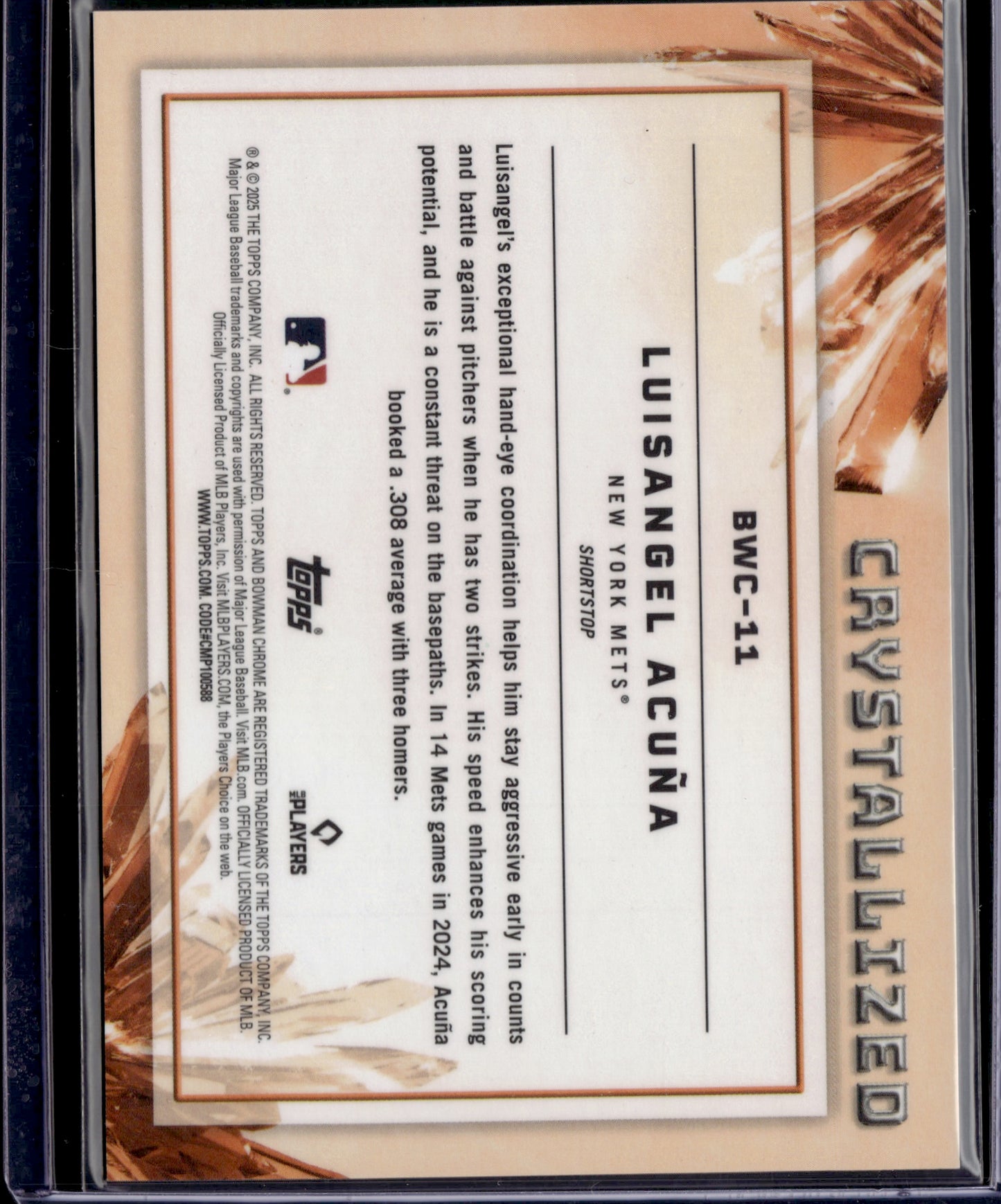 2025 Topps Bowman Chrome Luisangel Acuña #BWC-11 Crystallized Red /5 SSP RC