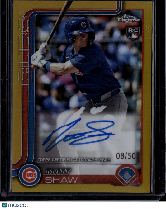 2025 Topps Chrome Matt Shaw #RA-MS Gold Refractor Auto RC 08/50