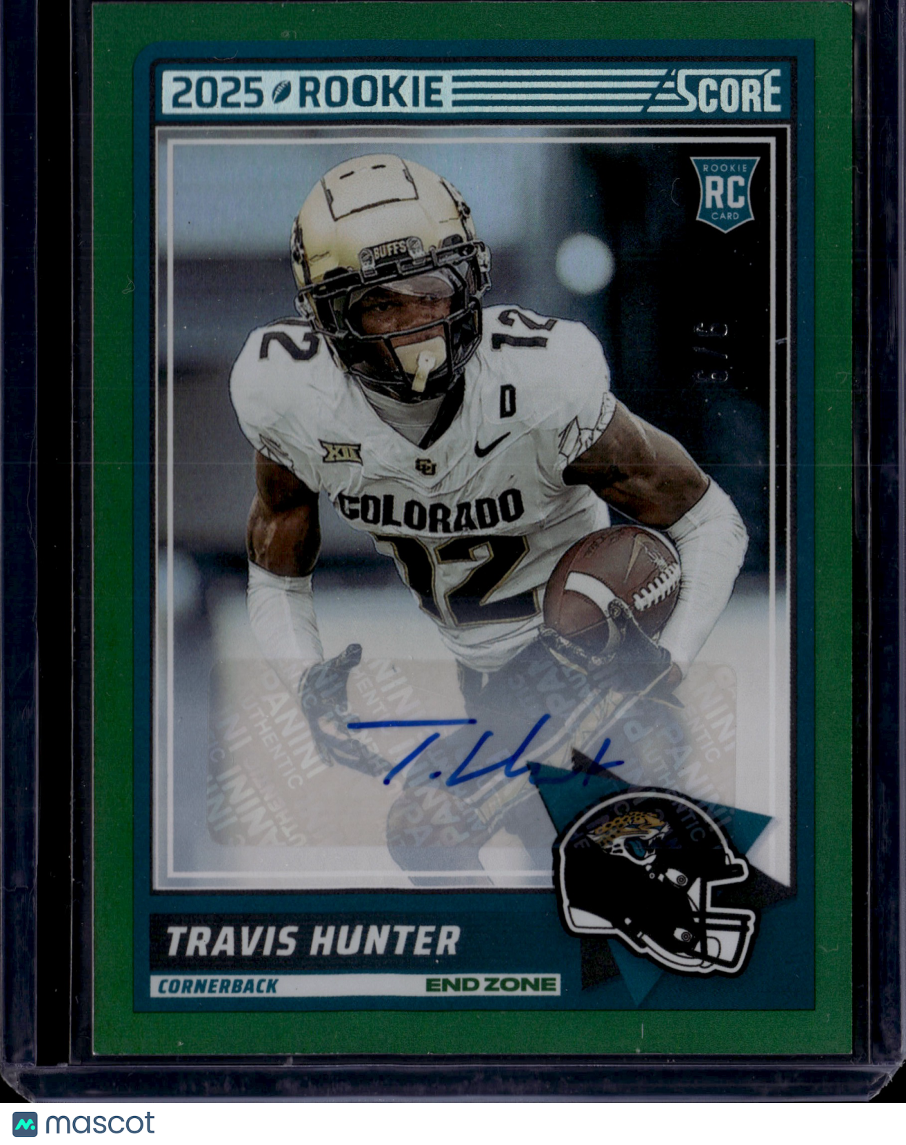 2025 Panini Score Travis Hunter #20 End Zone Auto SSP /6 RC