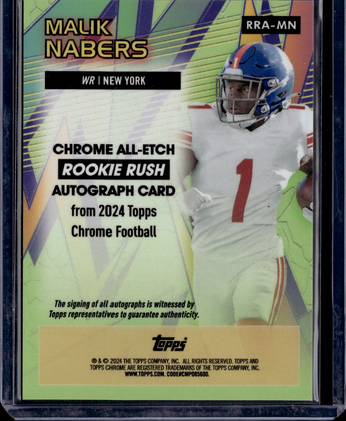 2024 Topps Chrome Football Rookie Rush Autographs /25 Malik Nabers All-Etch