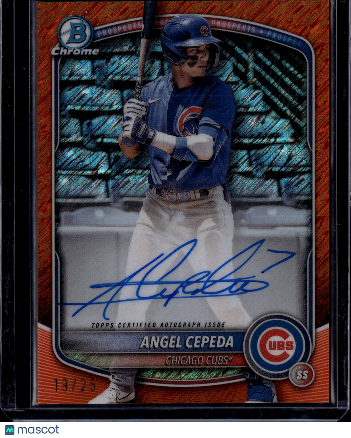 2025 Bowman Chrome Angel Cepeda #CPA-AC Orange Shimmer Auto /25