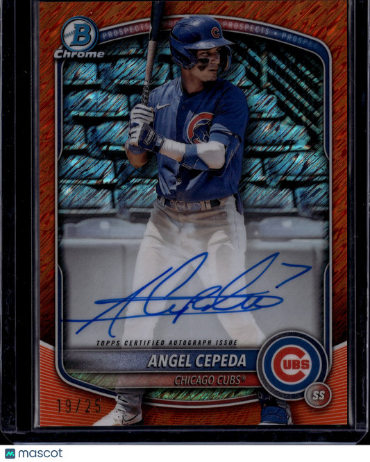 2025 Bowman Chrome Angel Cepeda #CPA-AC Orange Shimmer Auto /25
