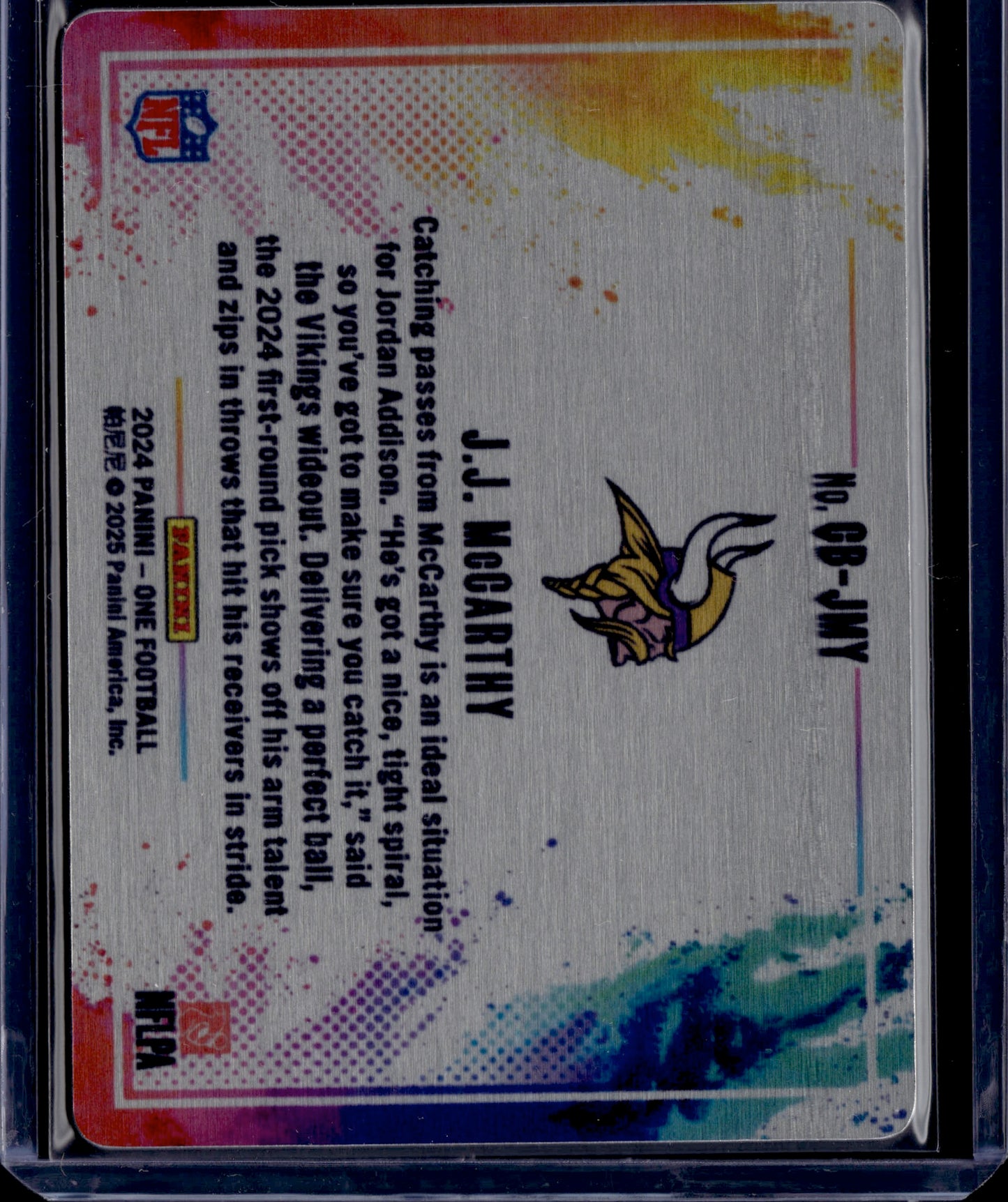 2024 Panini One Football J.J. McCarthy Colorblast SP #GP-JM RC