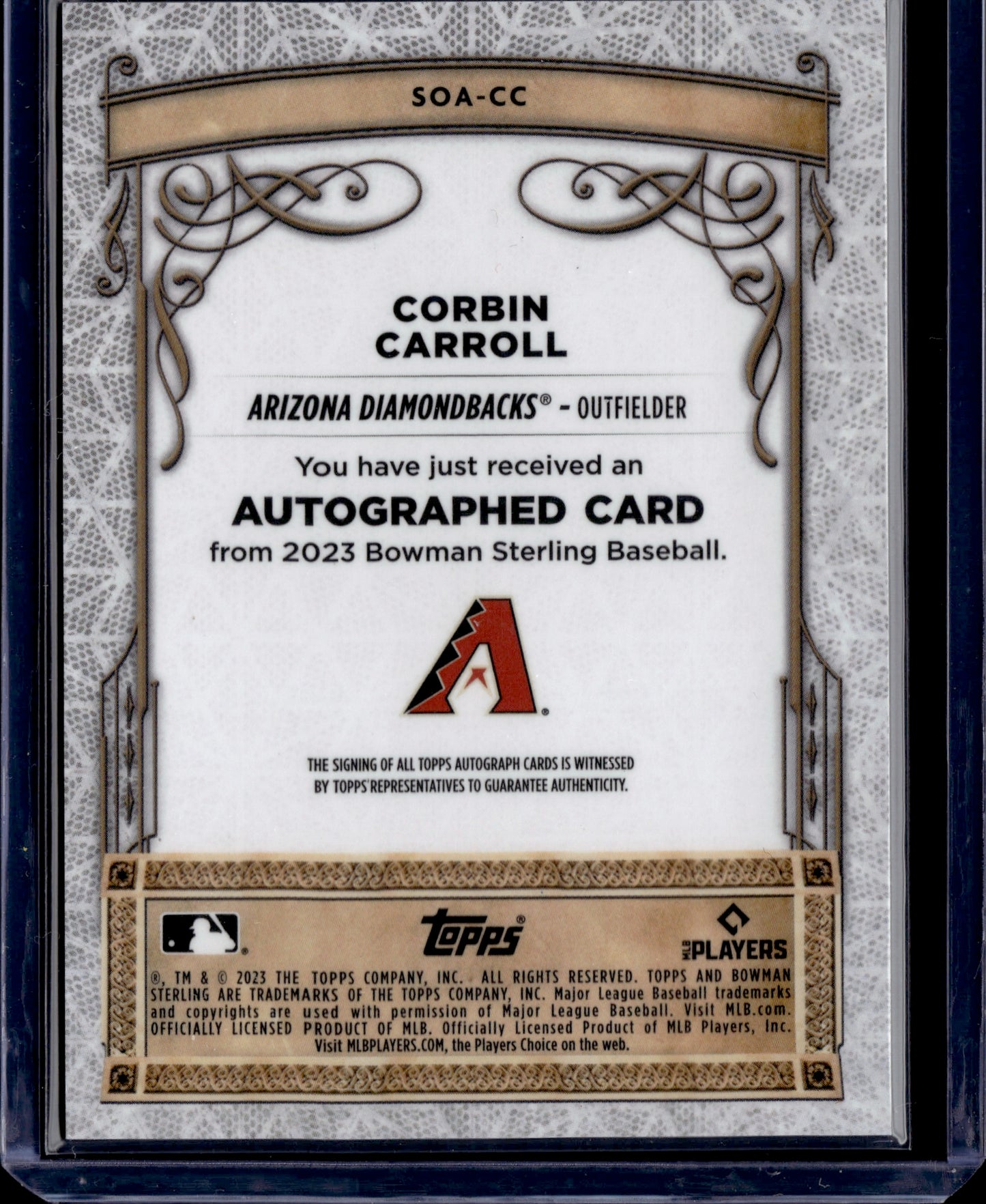2023 Topps Bowman Sterling Corbin Carroll Auto /99 #SOA-CC RC
