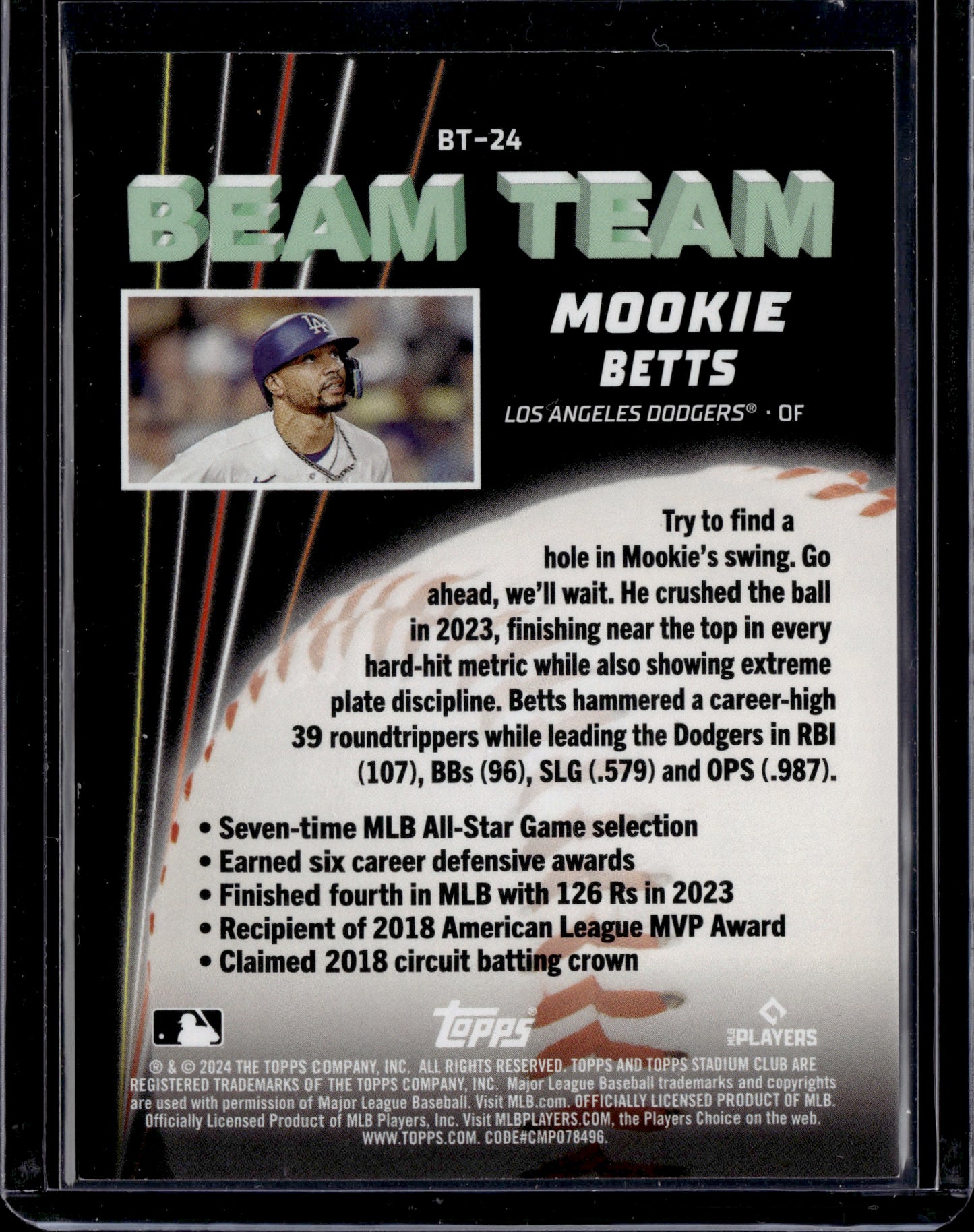 2024 Topps Stadium Club Beam Team Mookie Betts #BT-24
