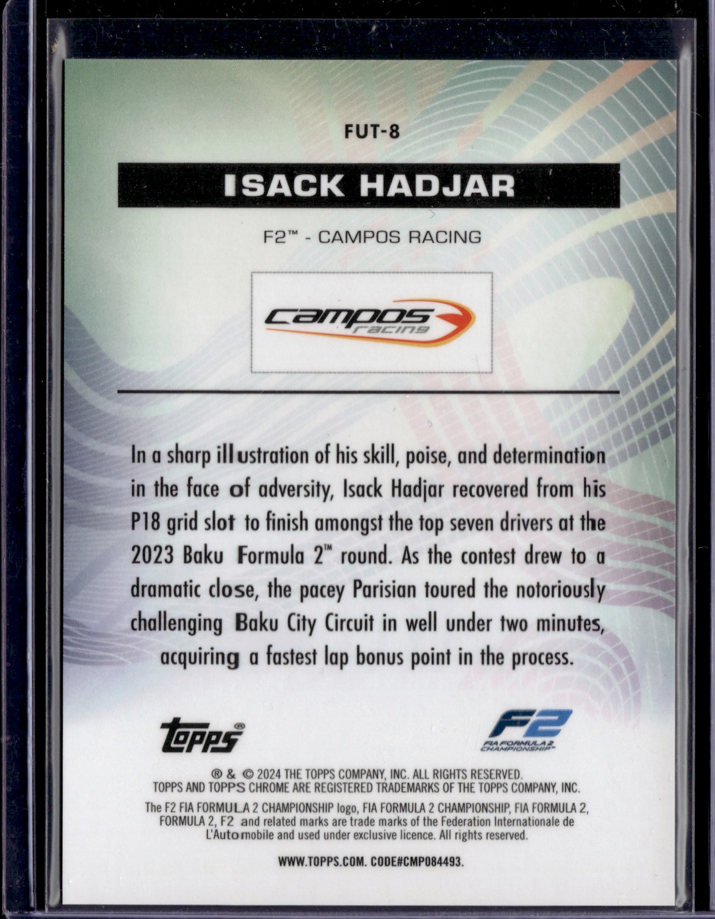 2024 Topps Chrome Formula 1 Isack Hadjar Futuro SP #FUT-8