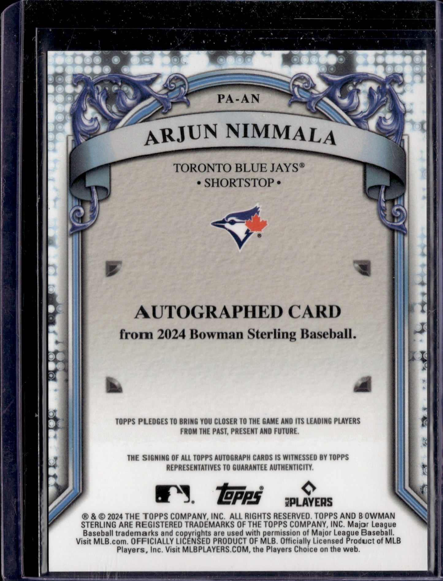 2024 Topps Bowman Sterling Arjun Nimmala Auto #PA-AN