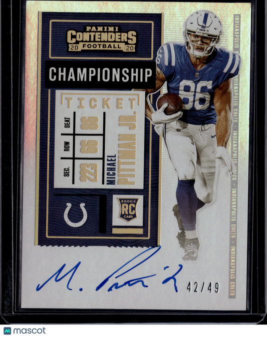 2020 Panini Contenders Michael Pittman Jr. #114 Championship Ticket RC /49