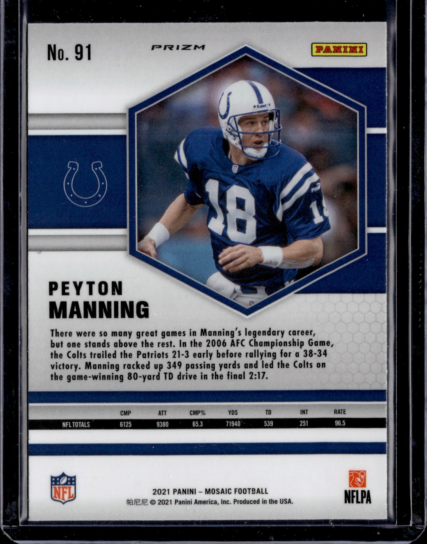 2021 Panini Mosaic Football Peyton Manning Genesis #91 Silver Prizm
