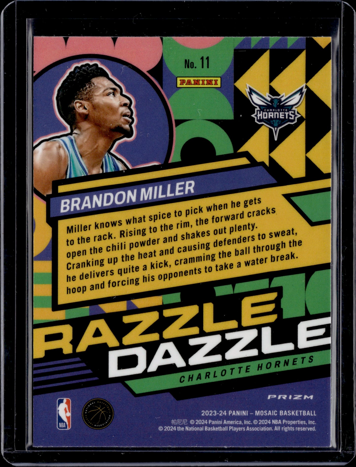 2023-24 Panini Mosaic Razzle Dazzle Brandon Miller #11 RC