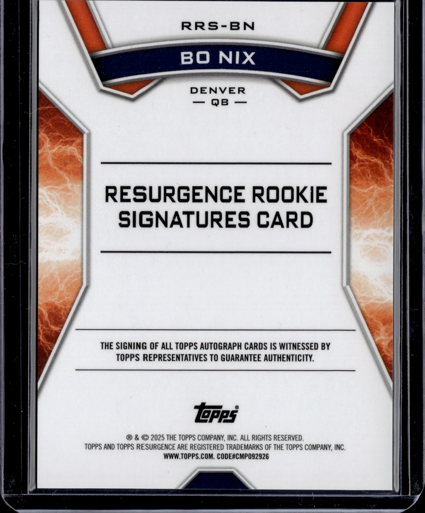 2025 Topps Resurgence Bo Nix Auto #RRS-BN RC