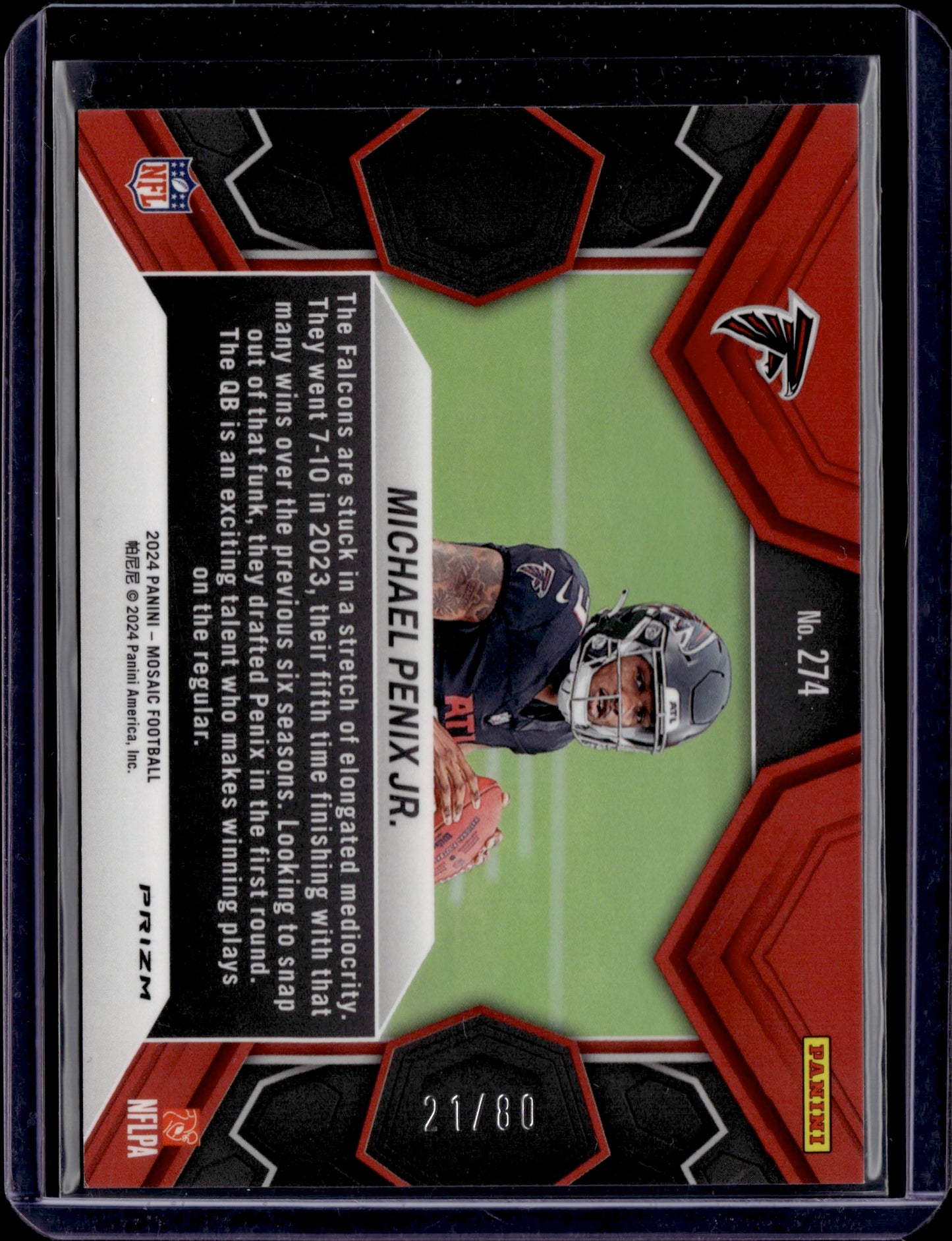 2024 Panini Mosaic NFL Debut Michael Penix Jr. #274 Red & Yellow RC /80