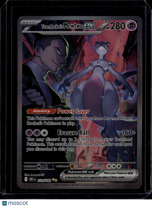 2023 Pokemon 151 Team Rocket's Mewtwo EX Holo Secret Rare #231/182