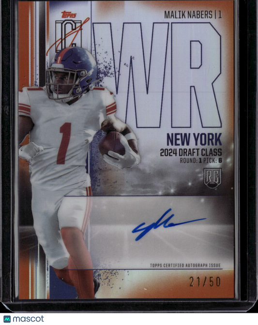 2025 Topps Signature Class Football Malik Nabers Auto #RCV-MN /50