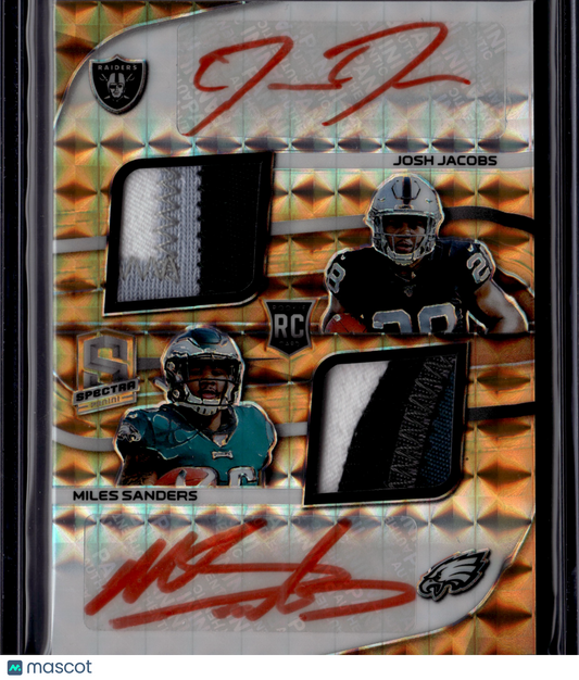 2019 Panini Spectra Football Josh Jacobs Miles Sanders RPA Neon Orange /15 Auto