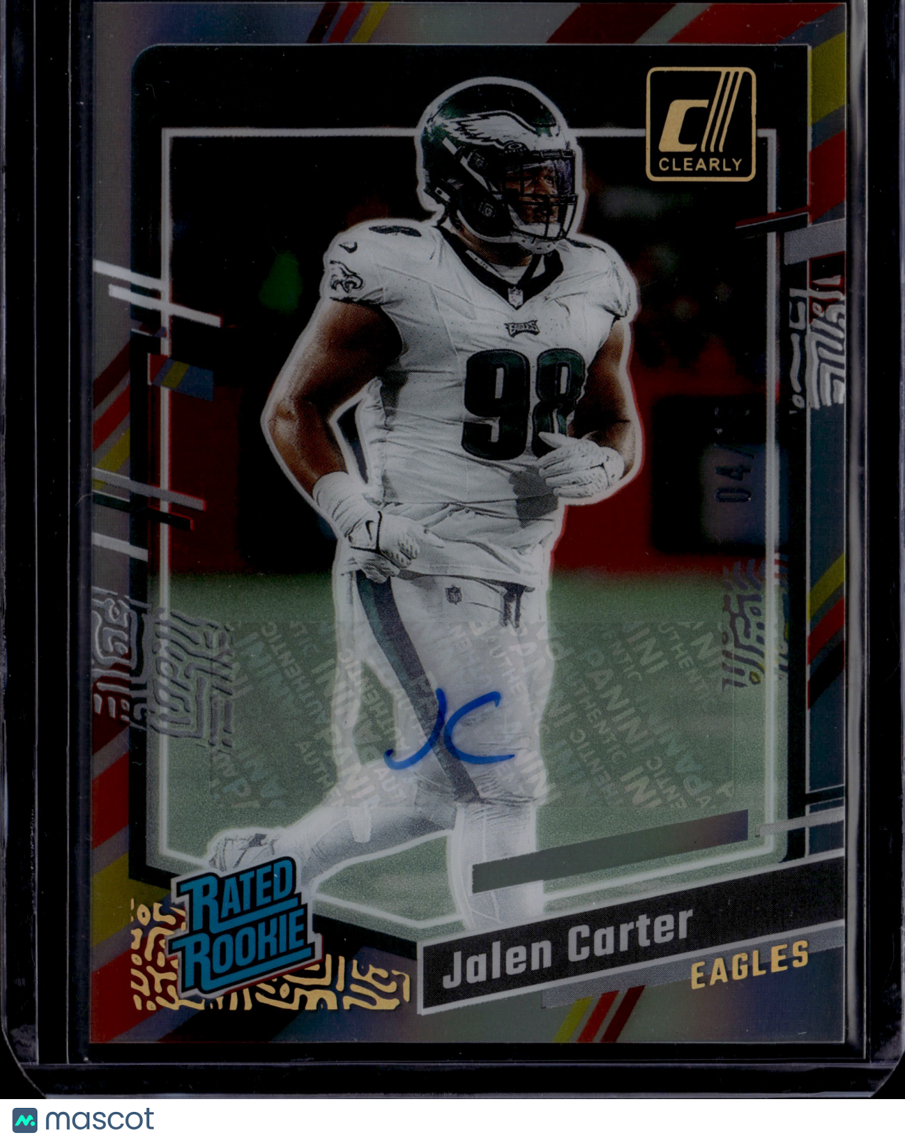 2023 Panini Clearly Donruss Jalen Carter Vintage Stripes Auto /18 #64