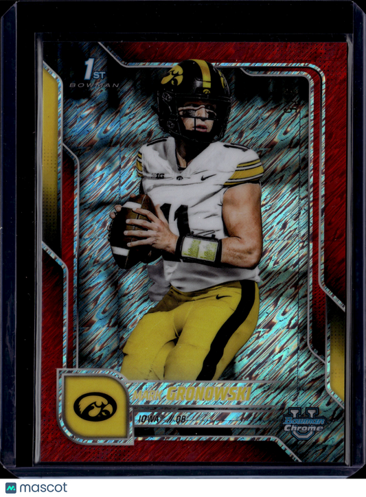 2024 Topps Bowman University Chrome Mark Gronowski Red Shimmer #127 3/5.