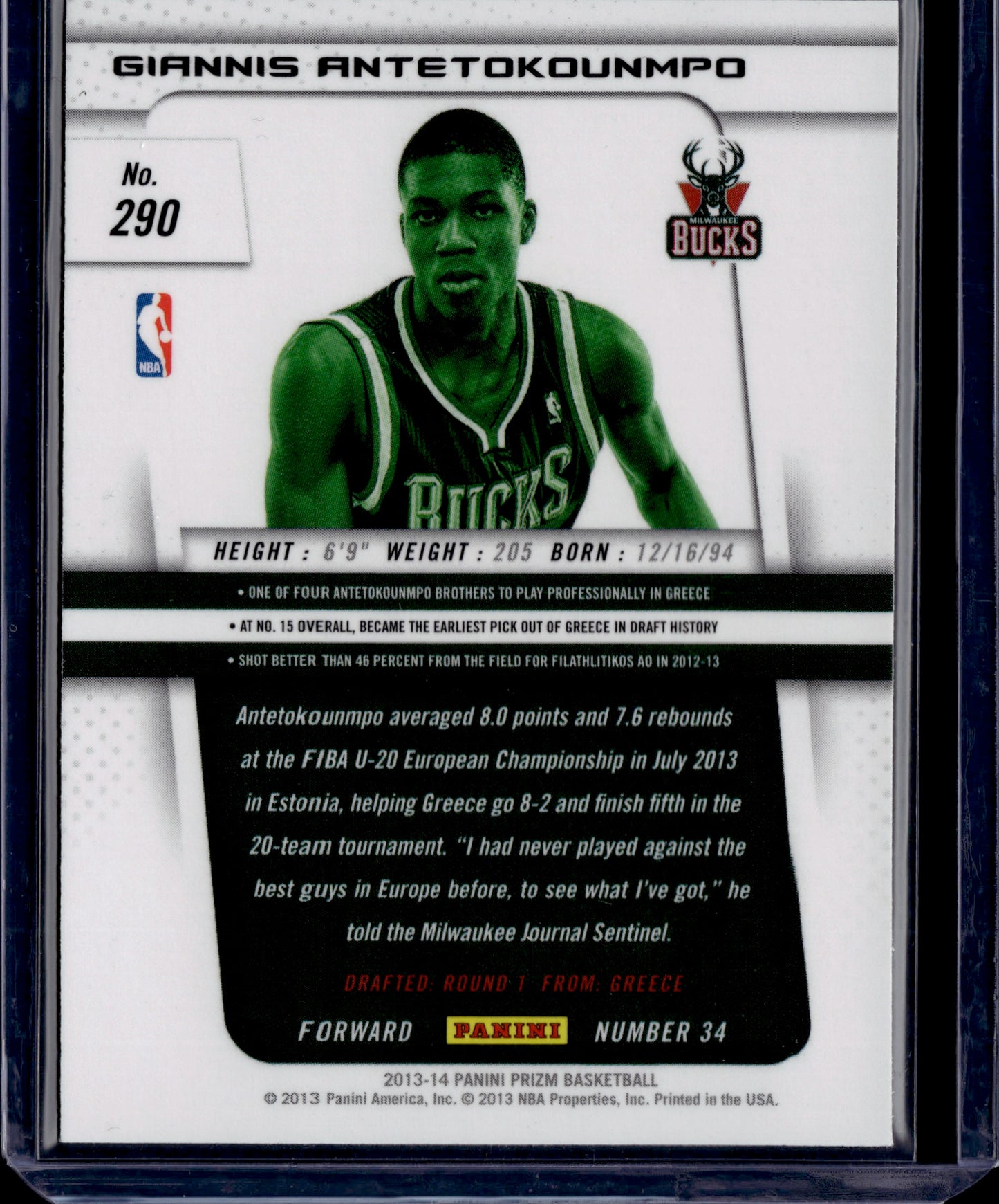 2012 Panini Prizm Giannis Antetokounmpo #290 RC