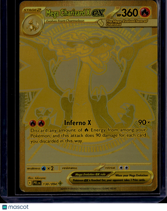 2025 Pokemon S&V Prismatic Evolutions Mega Charizard X EX Gold SR #130/94